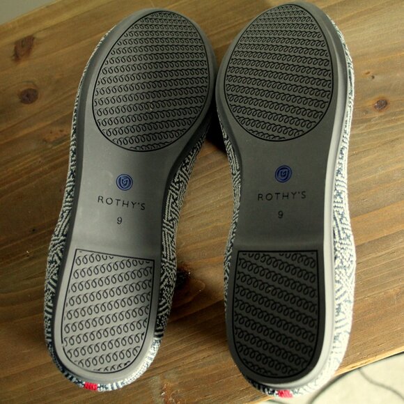 Rothy's Retired Charcoal Grey Grid Pattern Slip On Loafer Sneaker 9 - Picture 4 of 4